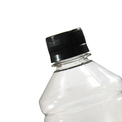 Imagem de Tampa Plástica com lacre p/ garrafa pet 28mm Preto 100un