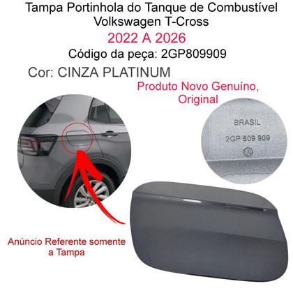 Imagem de Tampa Portinhola Tanque Combustível Volkswagen T Cross Highline 2024 2025 2026 Cinza Platinum Original