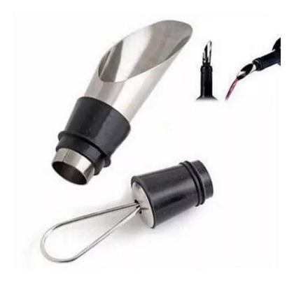 Imagem de Tampa Rolha Funil Garrafa De Vinho Em Inox Com Bico Dosador