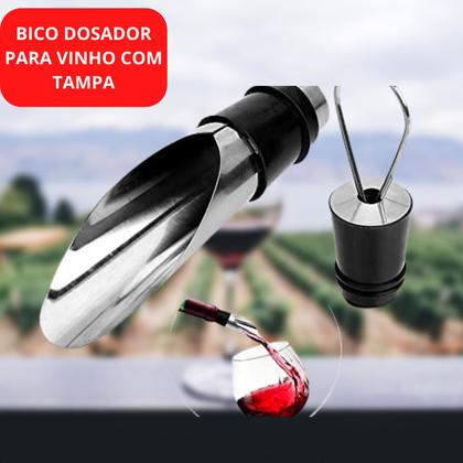 Imagem de Tampa Rolha Funil Garrafa De Vinho Em Inox Com Bico Dosador