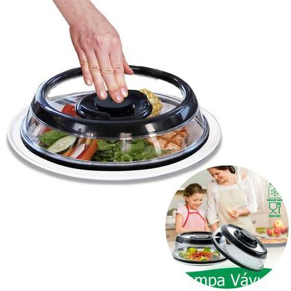 Imagem de Tampa Vácuo Prato Comida Microondas Cozinha Vacuum - Grande