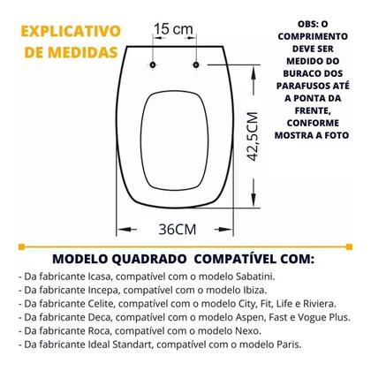 Imagem de Tampa Vaso Sanitário Almofadado Assento Universal Quadrado