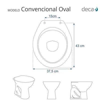 Imagem de Tampa Vaso Sanitário Madeira Laqueada Oval Convencional Branco para bacia Deca
