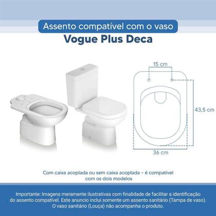 Imagem de Tampa Vaso Sanitário Poliester Acrilico Vogue Plus Branco para bacia Deca