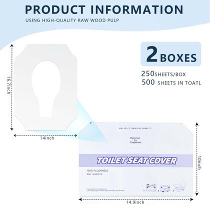 Imagem de Tampas de assento de toalete descartáveis KISEER, pacote com 2 (500 folhas)