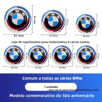 Imagem de Tampas De Roda Com Logotipo De Edição Limitada BMW 50o Aniversário 7 Peças Dianteiras E Traseiras