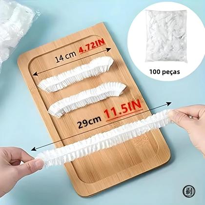 Imagem de Tampas Elásticas Reutilizáveis E Toucas Descartáveis Kit De 200 Peças Para Armazenamento Na Cozinha