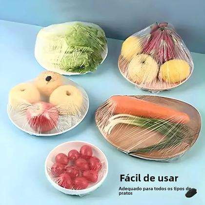 Imagem de Tampas Elásticas Reutilizáveis E Toucas Descartáveis Kit De 200 Peças Para Armazenamento Na Cozinha