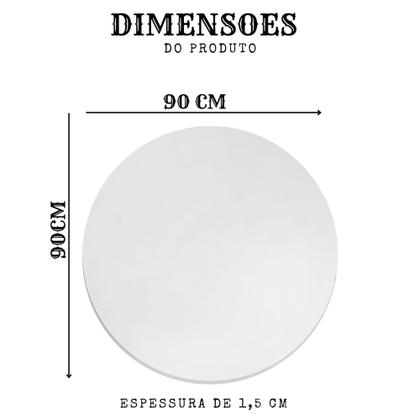 Imagem de Tampo De Mesa Jantar Madeira Redondo Branco Medida 90x90