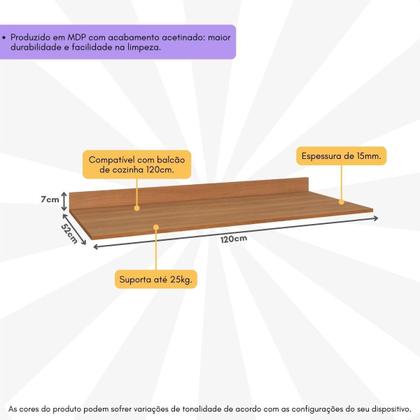 Imagem de Tampo MDP 15mm para Balcão de Cozinha 120cm Multimóveis CR20290