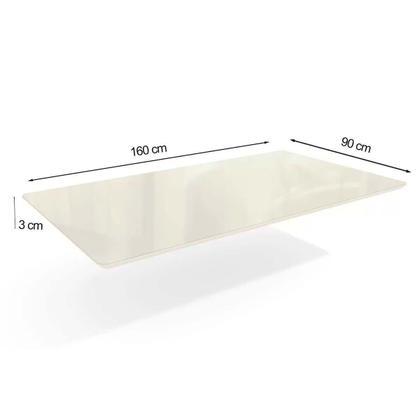 Imagem de Tampo Mesa Sala de Jantar Madeirado c/Vidro TA26 90x160cm Off White - Kappesberg