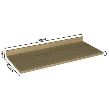 Imagem de Tampo para Balcão de Cozinha Acabamento Pintura UV Retangular Marrom 120cm Sevilha