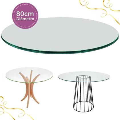 Imagem de Tampo Para Mesa De Vidro Temperado 8Mm Incolor 80Cm