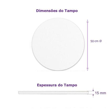 Imagem de Tampo Redondo 50cm Para Mesa Mdf 15mm Branco
