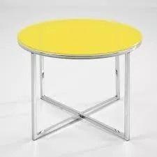 Imagem de Tampo redondo de vidro temperado amarelo para mesa 80cm