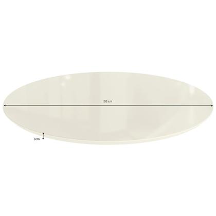 Imagem de Tampo Redondo Mesa de Jantar com Vidro 105cm Branco/Off White