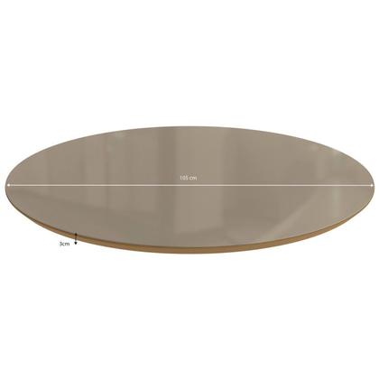 Imagem de Tampo Redondo Mesa de Jantar com Vidro 105cm Marrom/Freijo/Bronze