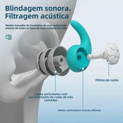 Imagem de Tampões de Ouvido de Silicone com Cancelamento de Ruído - À Prova d'Água e Confortáveis