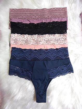 Imagem de Tanga Cintura Alta Fio Luane Rendada Com Forro Lingerie Calcinha  Renda Conforto Modelo Exportação