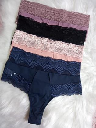 Imagem de Tanga Cintura Alta Fio Luane Rendada Com Forro Lingerie Calcinha  Renda Conforto Modelo Exportação