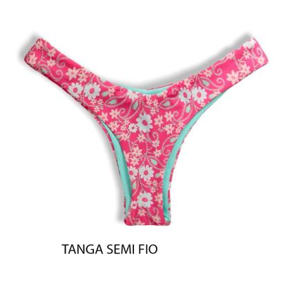 Tanga Eva Floral Rosa Biquíni Estampado Semi Fio Asa Delta Aviador Dupla Face Verde Mint Reversível - KiniBi Imagem de Tanga Eva Floral Rosa Biquíni Estampado Semi Fio Asa Delta Aviador Dupla Face Verde Mint Reversível
