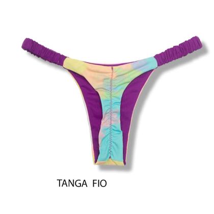 Imagem de Tanga Flora Tie Dye  Fio Dental  Elástico Frufru  Marquinha de Fita  Detalhe Uva
