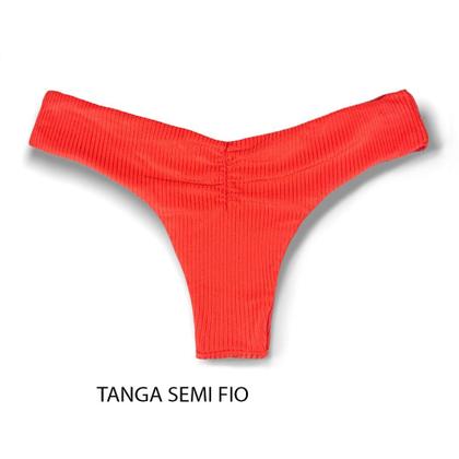 Imagem de Tanga Isa Rubi  Biquíni Liso Semi Fio Ripple  Levanta Bumbum  Dupla Face Vermelho Carmim  Reversível  Tecido Texturizado Semibrilho