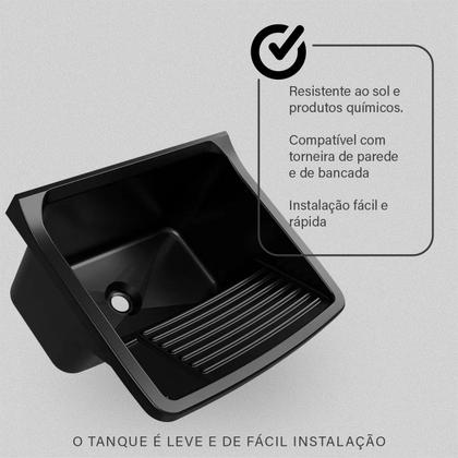 Imagem de Tanque 34L com Sifão e Kit de Instalação Completo Tanquinho Pia de Lavanderia Resistente Sifão
