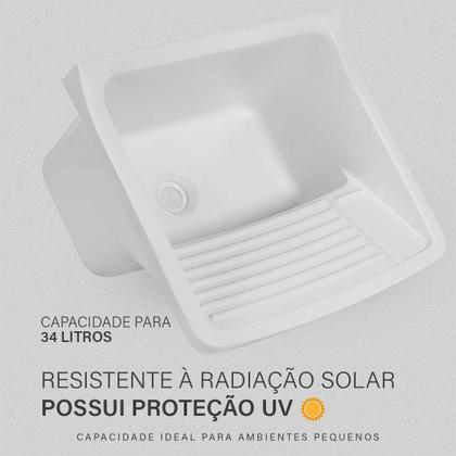 Imagem de Tanque 34L com Sifão e Kit de Instalação Completo Tanquinho Pia de Lavanderia Resistente Sifão