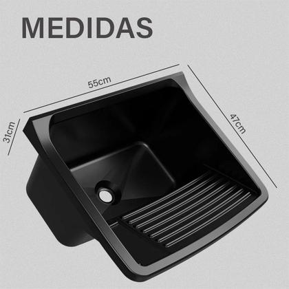 Imagem de Tanque 34L com Sifão e Kit de Instalação Completo Tanquinho Pia de Lavanderia Resistente Sifão