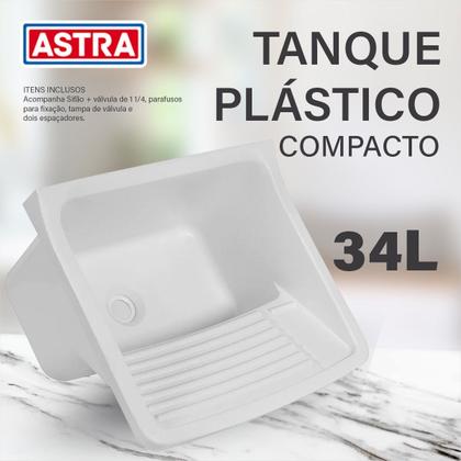 Imagem de Tanque 34L com Sifão e Kit de Instalação Completo Tanquinho Pia de Lavanderia Resistente Sifão