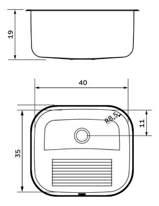 Imagem de Tanque De Encaixe 40x35cm 19l Tramontina Hera Compact Inox 94404107