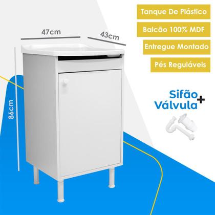 Imagem de Tanque De Lavanderia Com Gabinete 100% MDF + Sifão + Válvula