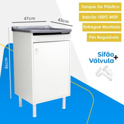 Imagem de Tanque De Lavanderia Com Gabinete 100% MDF + Sifão + Válvula