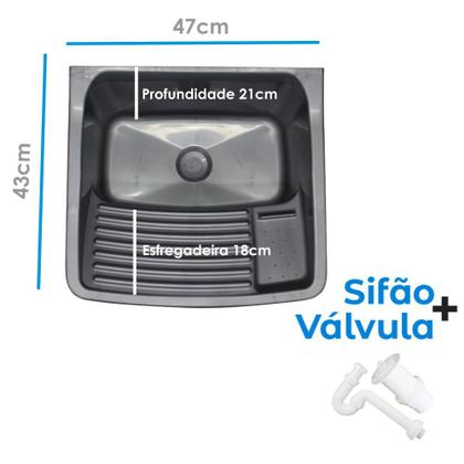 Imagem de Tanque De Lavanderia Com Gabinete 100% MDF + Sifão + Válvula