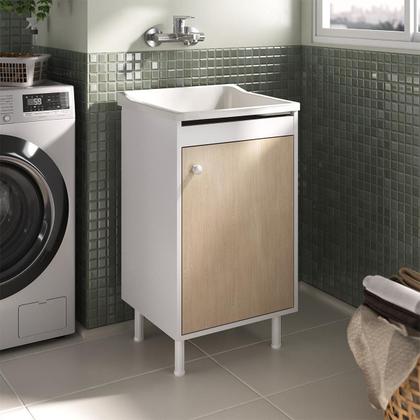 Imagem de Tanque De Lavanderia Com Gabinete 100% MDF + Sifão + Válvula