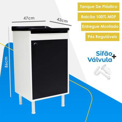 Imagem de Tanque De Lavanderia Com Gabinete 100% MDF + Sifão + Válvula