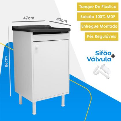 Imagem de Tanque De Lavanderia Com Gabinete 100% MDF + Sifão + Válvula
