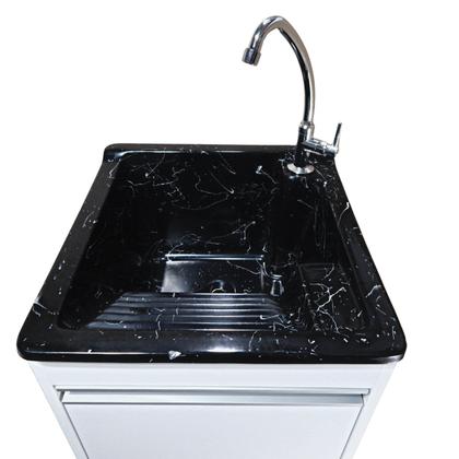 Imagem de Tanque de lavanderia Fibra 20L Com Gabinete MDF 45cm Incluso Torneira de mesa