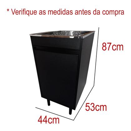 Imagem de Tanque de lavanderia Inox 30L Com Gabinete MDF 44cm