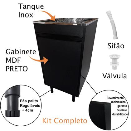 Imagem de Tanque de lavanderia Inox 30L Com Gabinete MDF 44cm