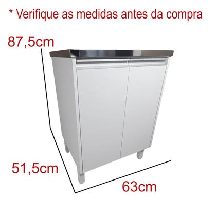 Imagem de Tanque de lavanderia Inox 35L Com Gabinete MDF 63cm