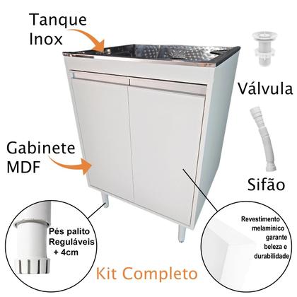 Imagem de Tanque de Lavanderia Inox 46L Com Gabinete MDF 61cm