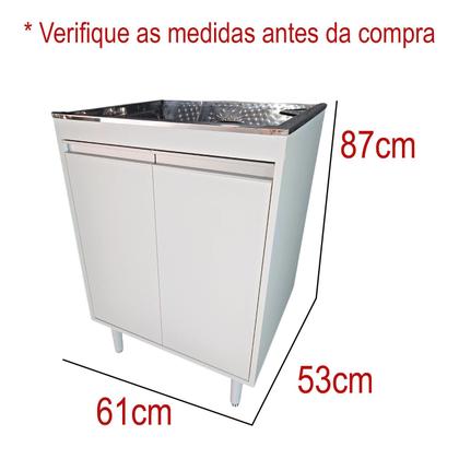 Imagem de Tanque de Lavanderia Inox 46L Com Gabinete MDF 61cm
