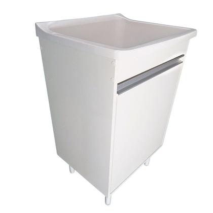 Imagem de Tanque de Lavanderia Plástico 34L Com Gabinete MDF 53cm Puxador Perfil