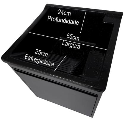 Imagem de Tanque de lavar Fibra 40L Com Gabinete MDF Chumbo de Parede 54cm Base Torneira de Mesa
