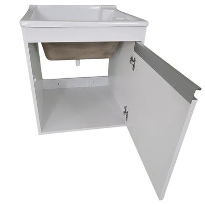 Imagem de Tanque de lavar Fibra 40L Com Gabinete MDF de Parede 54cm Base Torneira de Mesa