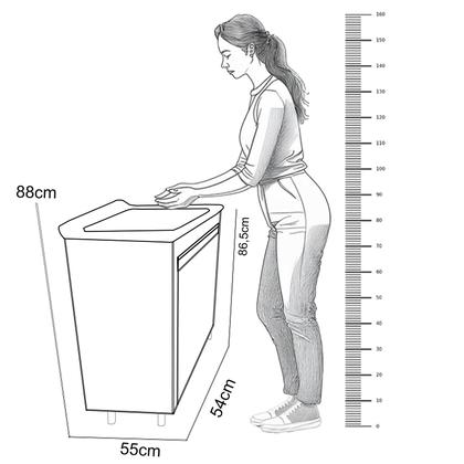 Imagem de Tanque de lavar Fibra 40L Com Gabinete MDF Preto 54cm Base Torneira de Mesa