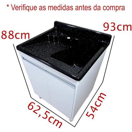 Imagem de Tanque De lavar Fibra 45L Esfregadeira Lateral Com Gabinete em MDF