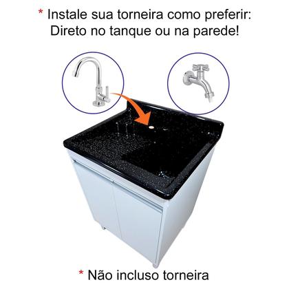 Imagem de Tanque De lavar Fibra 45L Esfregadeira Lateral Com Gabinete em MDF